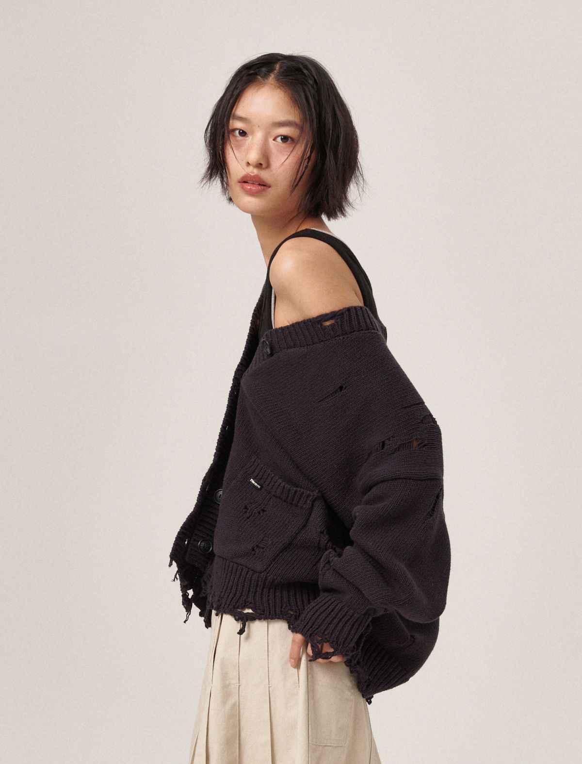 플랫웨이브 인 서울(FLATWAVE IN SEOUL) Xaos Vintage Cotton Cardigan Dark Navy