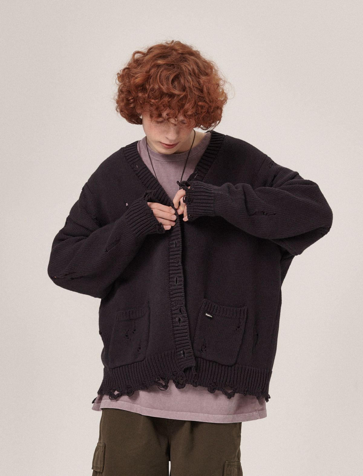 플랫웨이브 인 서울(FLATWAVE IN SEOUL) Xaos Vintage Cotton Cardigan Dark Navy