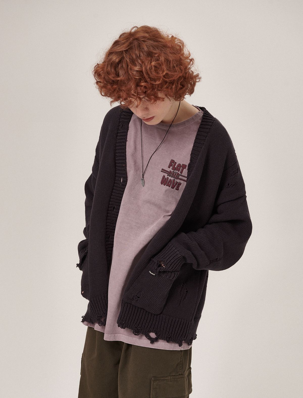 플랫웨이브 인 서울(FLATWAVE IN SEOUL) Xaos Vintage Cotton Cardigan Dark Navy