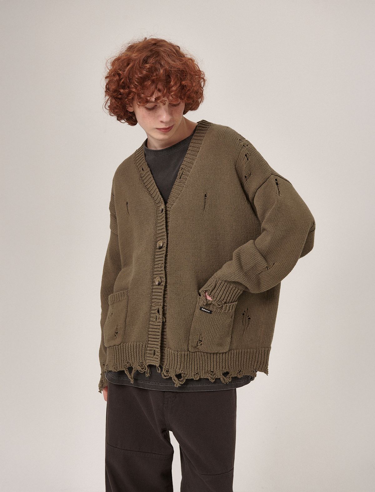 플랫웨이브 인 서울(FLATWAVE IN SEOUL) Xaos Vintage Cotton Cardigan Khaki