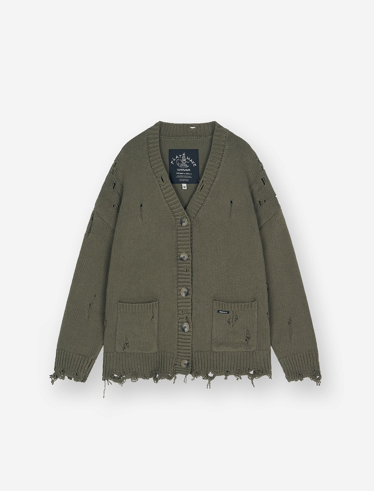 플랫웨이브 인 서울(FLATWAVE IN SEOUL) Xaos Vintage Cotton Cardigan Khaki