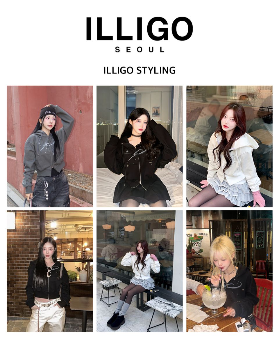 MUSINSA公式 | ILLIGO ギャラクシースタッズフードジップアップチャコール