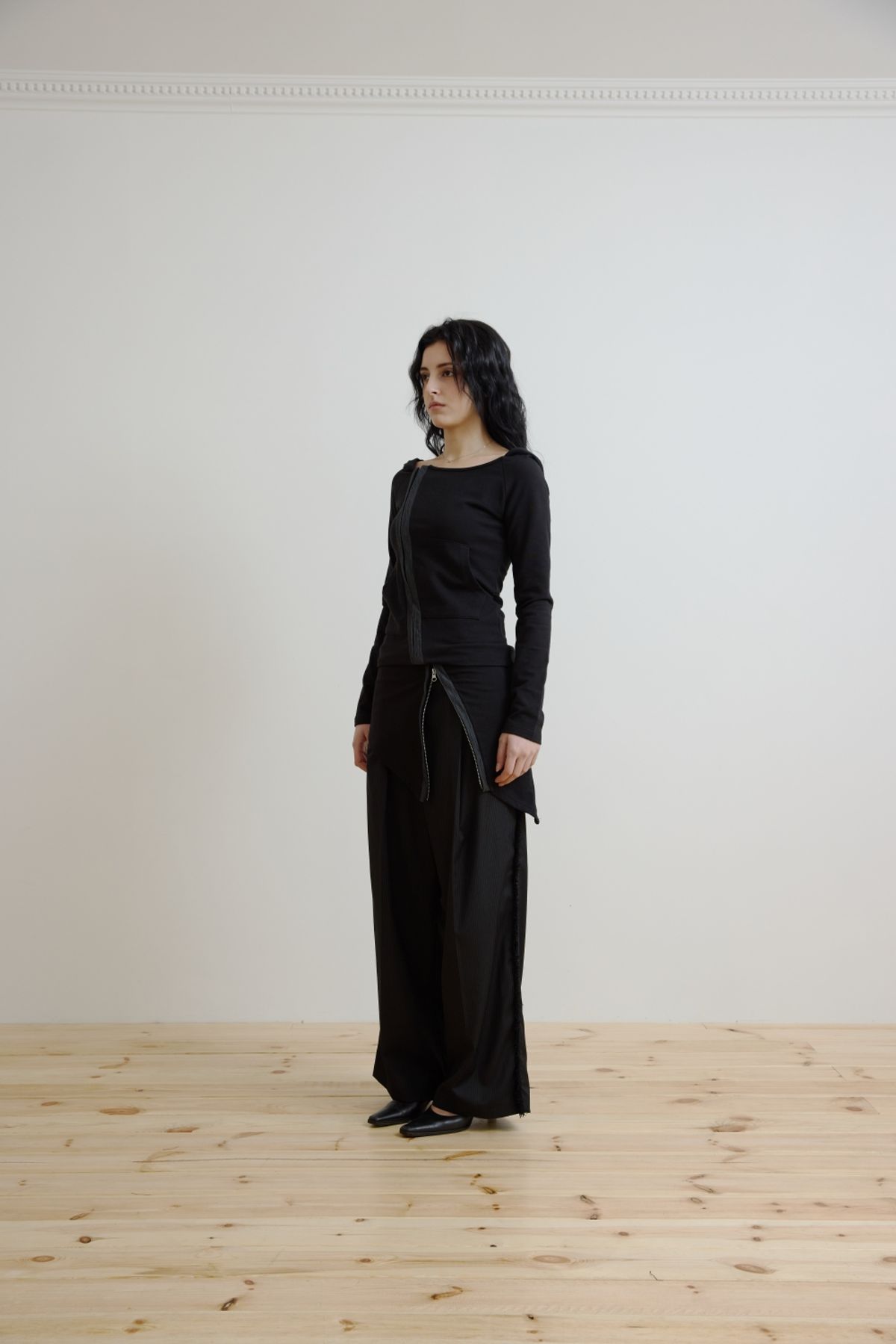 미와이후(MIYHOO) HIKOU OFFSHOULDER HOODIE OPS (BLACK)