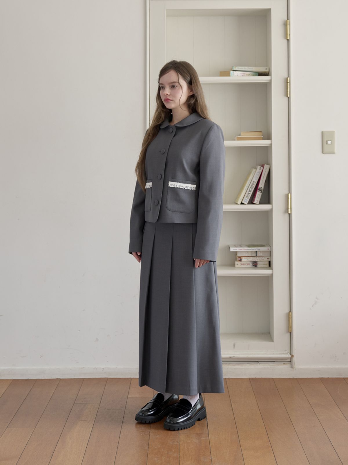 미에르꼴레스(MIERCOLES) LACE POCKET JACKET [gray]