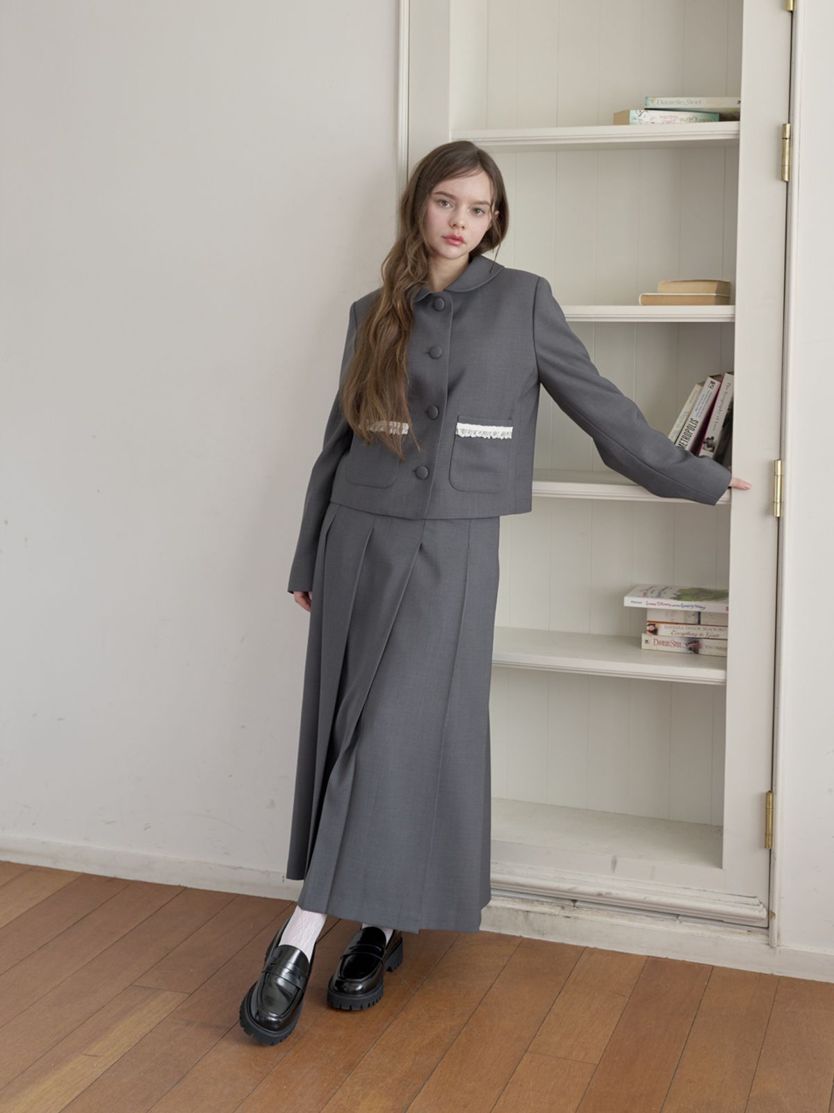 미에르꼴레스(MIERCOLES) LACE POCKET JACKET [gray]
