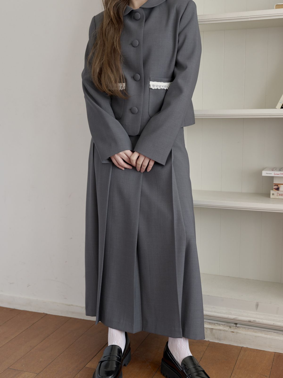 미에르꼴레스(MIERCOLES) LACE POCKET JACKET [gray]