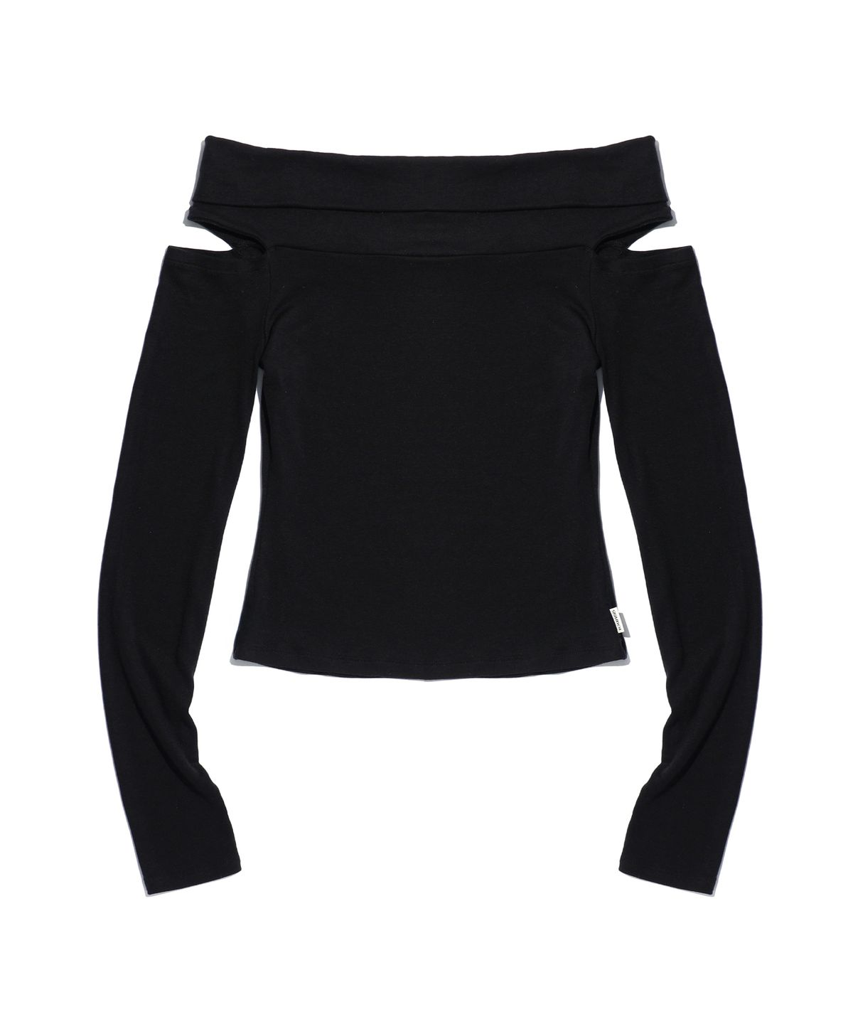 유희(YOUHEE) CUTOUT OFFSHOULDER LONG SLEEVE BLACK