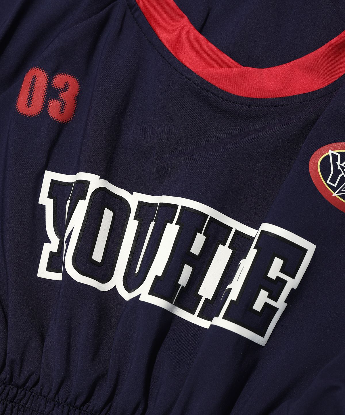 유희(YOUHEE) GRAPHIC TRACK JERSEY SMOKING T-SHIRT NAVY
