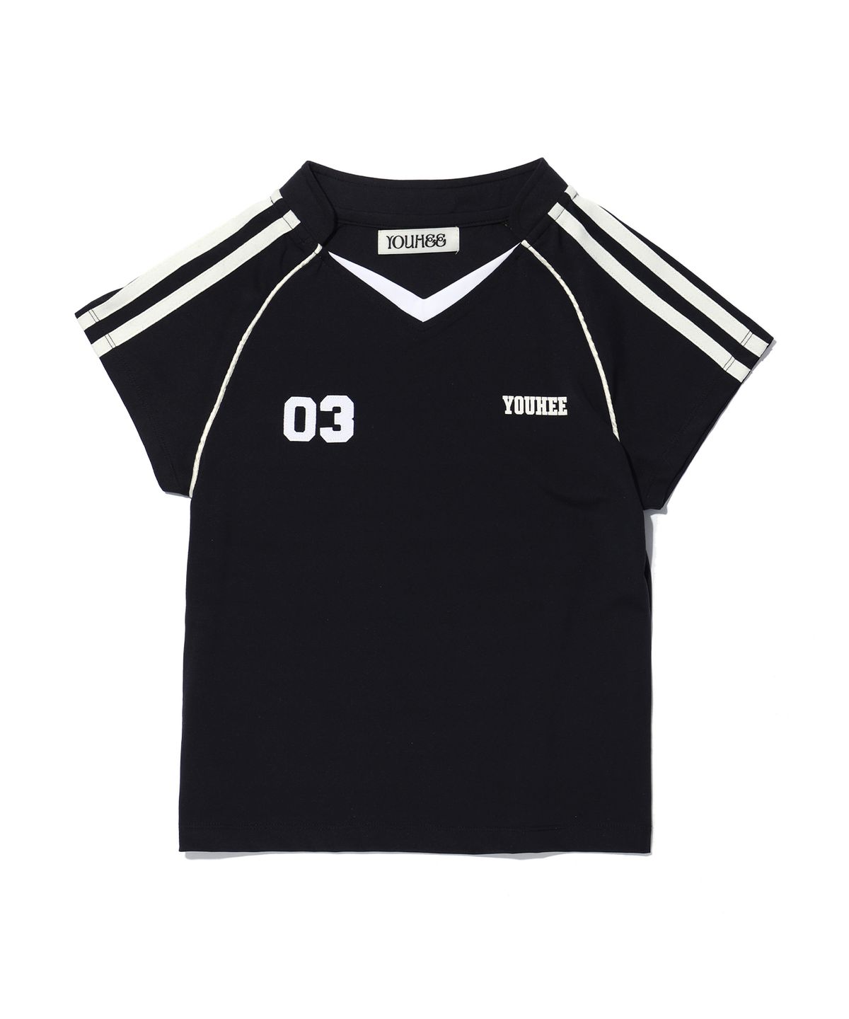 유희(YOUHEE) YOUHEE FOOTBALL JERSEY T-SHIRT BLACK