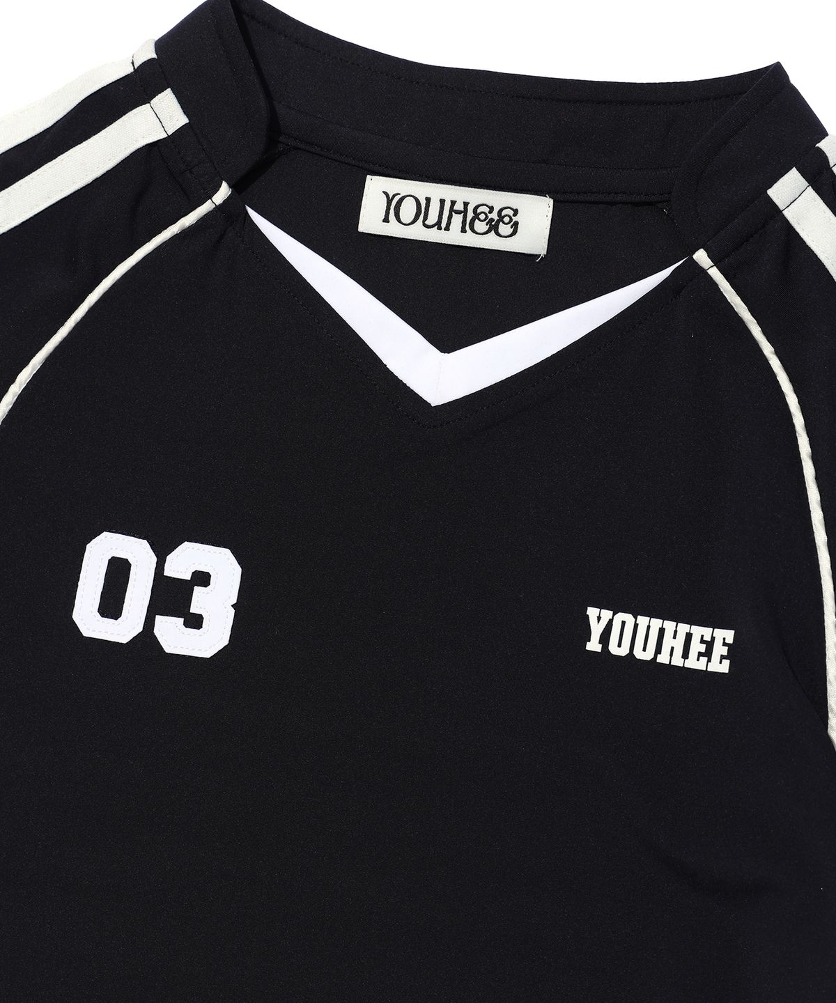 유희(YOUHEE) YOUHEE FOOTBALL JERSEY T-SHIRT BLACK