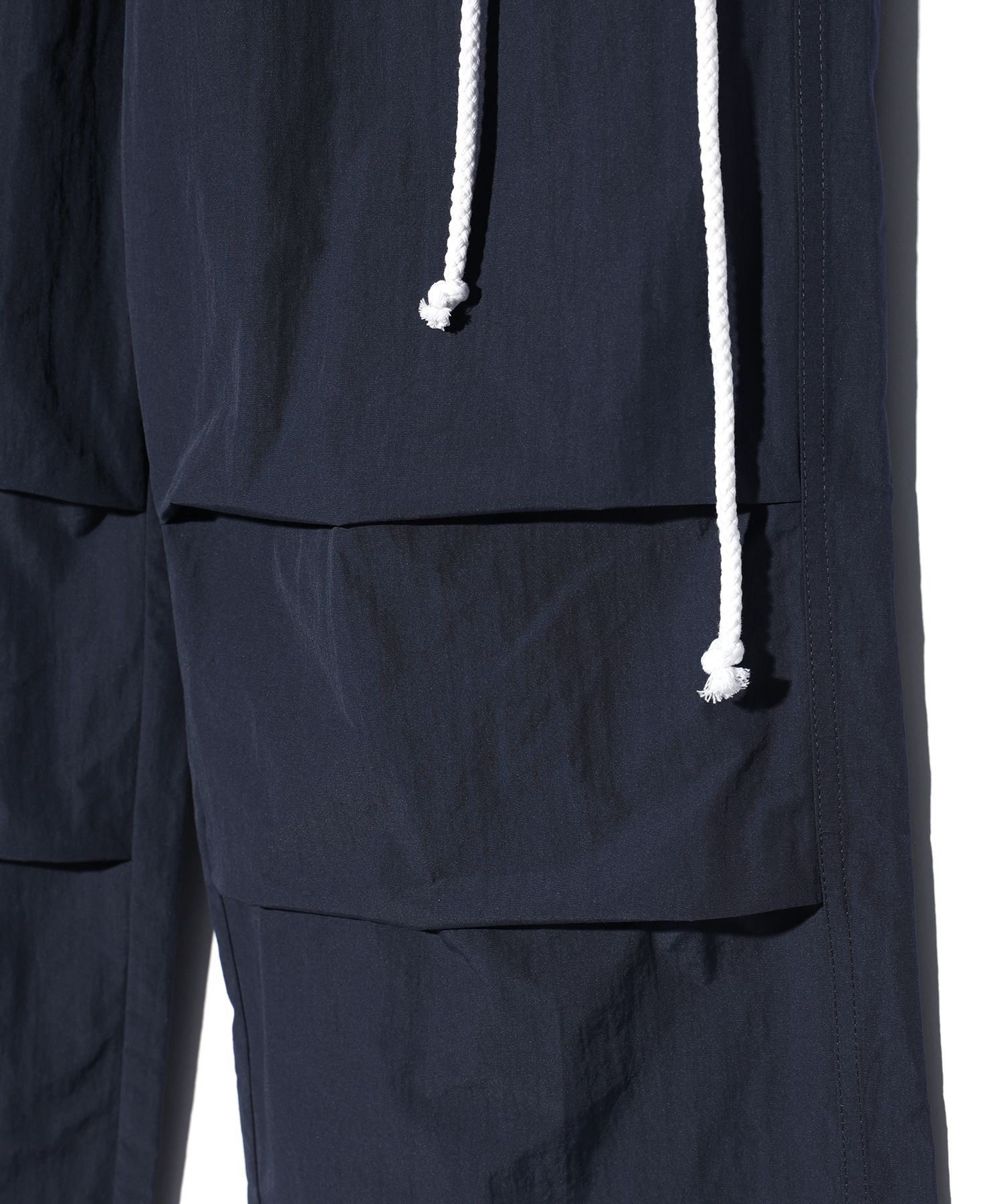 MUSINSA | YOUHEE COTTON LAYERED BANDING WIDE PANTS NAVY
