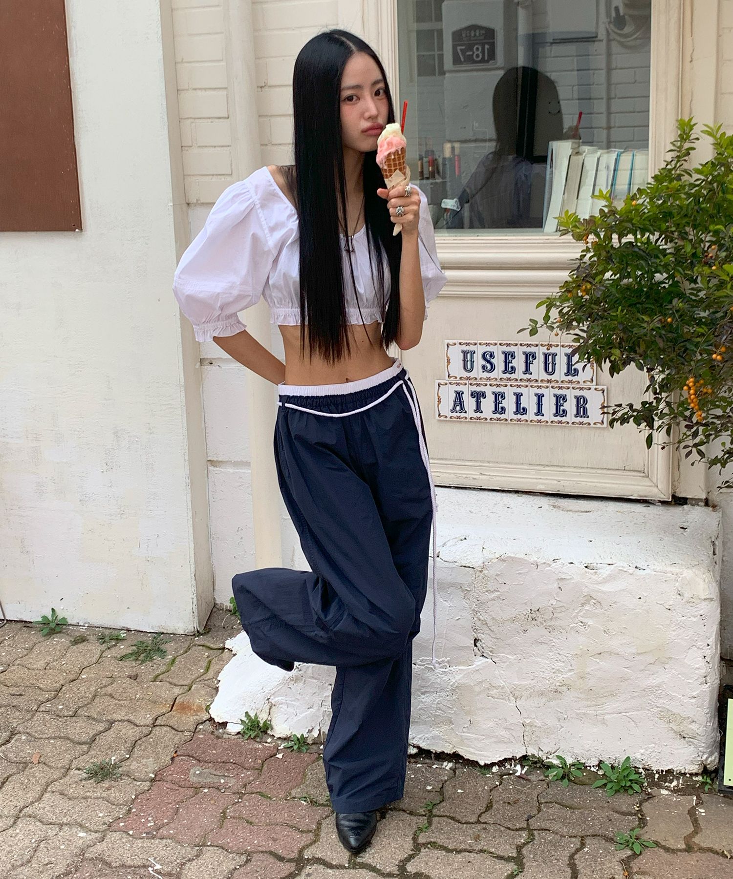 ★YOUHEE★ COTTON LAYERED BANDING WIDE PANTS MUSINSA | YOUHEE COTTON LAYERED BANDING WIDE PANTS NAVY