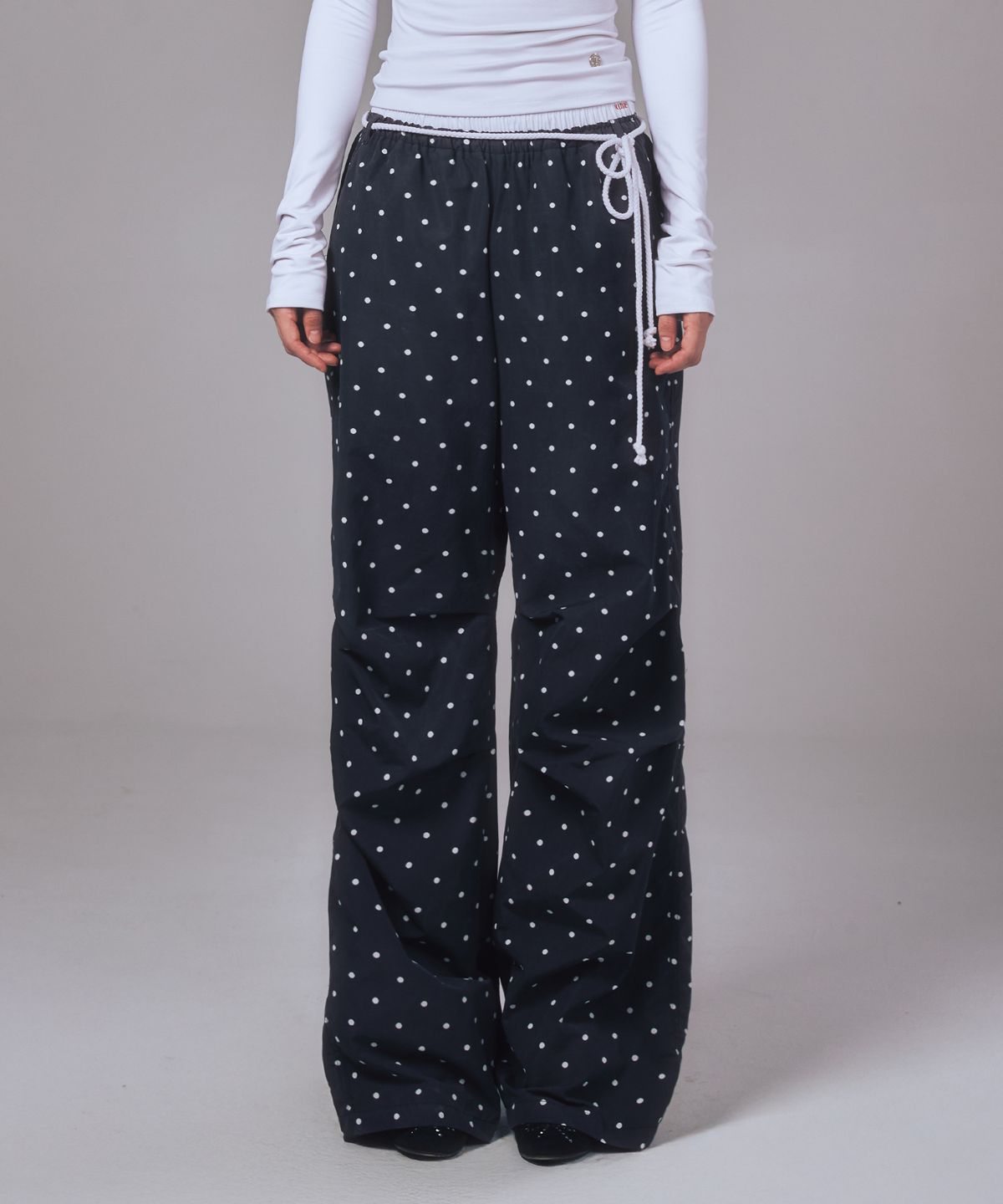 유희(YOUHEE) [3COLORS] COTTON LAYERED BANDING WIDE PANTS