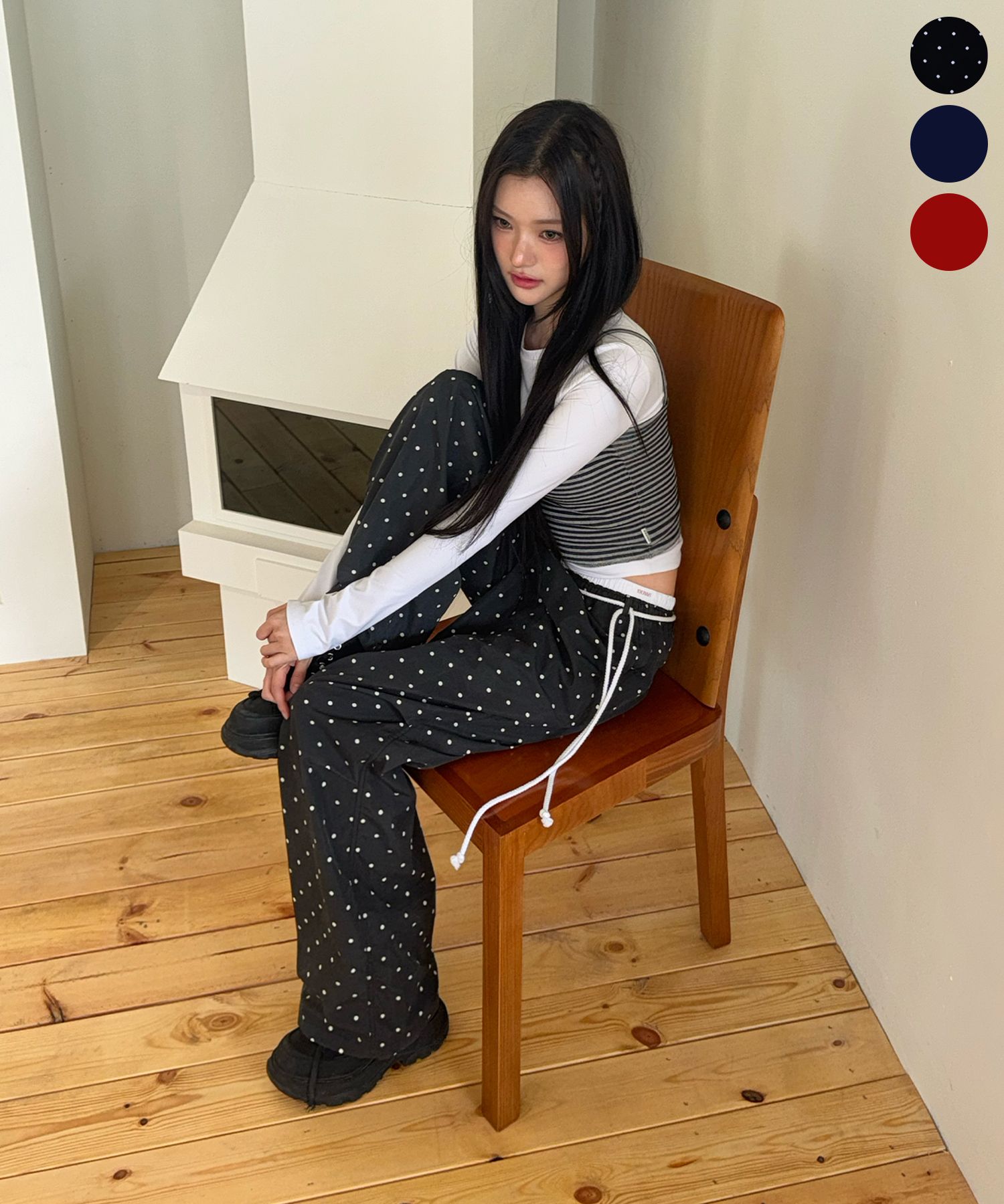 MUSINSA | YOUHEE [3COLORS] COTTON LAYERED BANDING WIDE PANTS