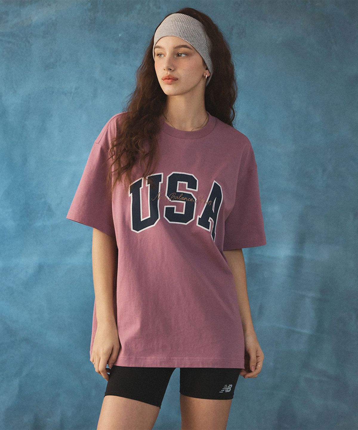 뉴발란스(NEW BALANCE) NBNEF2A053 / 남녀공용 USA 클래식 반팔티 (PINK)