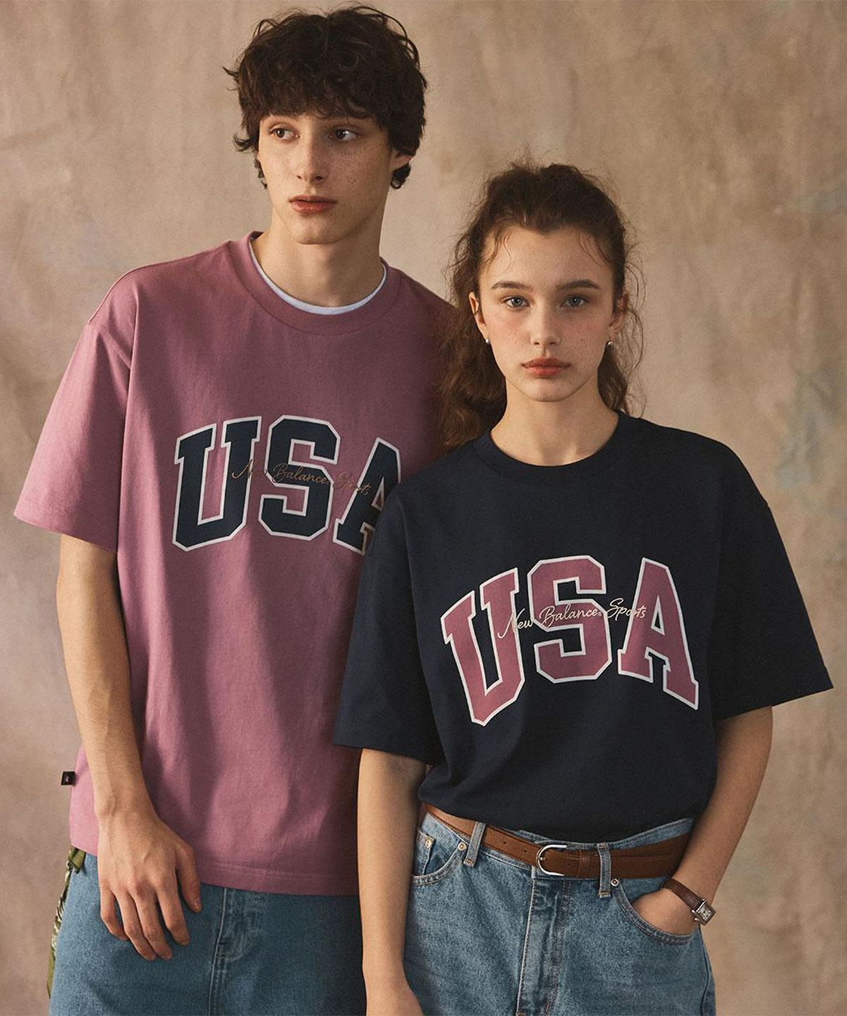 뉴발란스(NEW BALANCE) NBNEF2A053 / 남녀공용 USA 클래식 반팔티 (PINK)