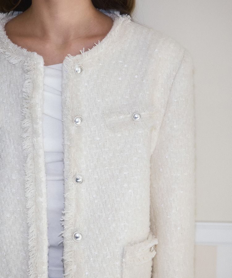 【RoseFrantz】Glory Wool Tweed Jacket ツイードジャケット MUSINSA | ROSÉ FRANTZ Glory Wool Tweed Jacket [Ivory]