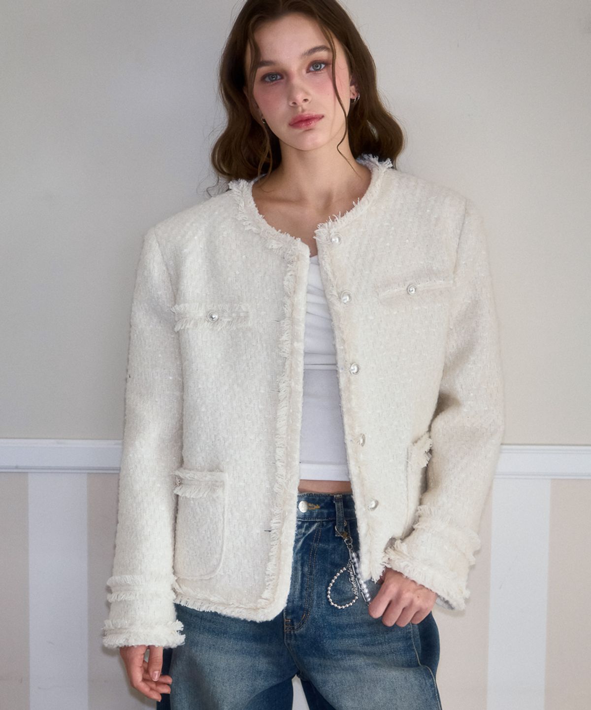로제프란츠(ROSEFRANTZ) Glory Wool Tweed Jacket [Ivory]