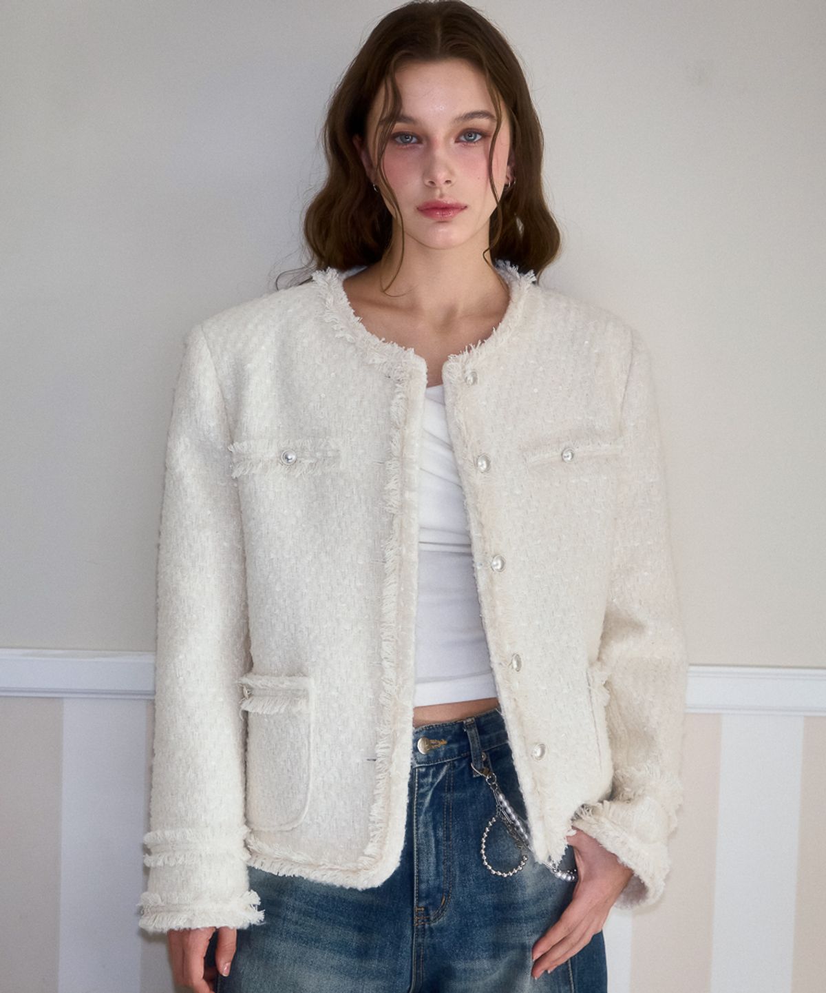 로제프란츠(ROSEFRANTZ) Glory Wool Tweed Jacket [Ivory]