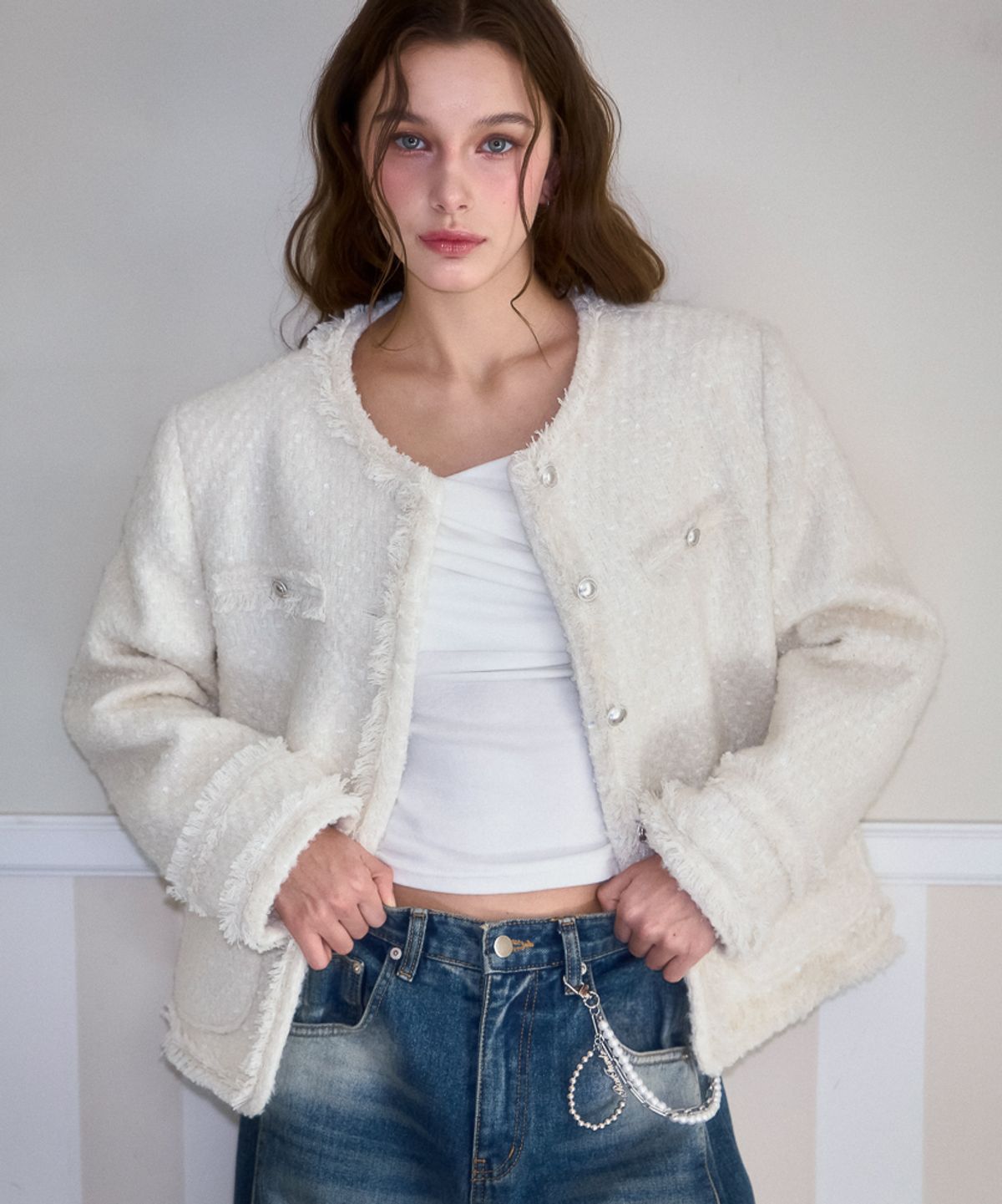 로제프란츠(ROSEFRANTZ) Glory Wool Tweed Jacket [Ivory]