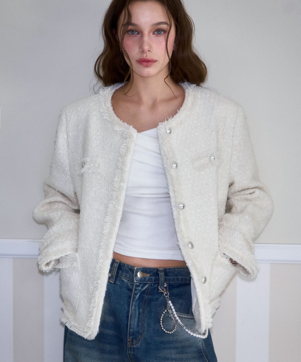 로제프란츠(ROSEFRANTZ) Glory Wool Tweed Jacket [Ivory]