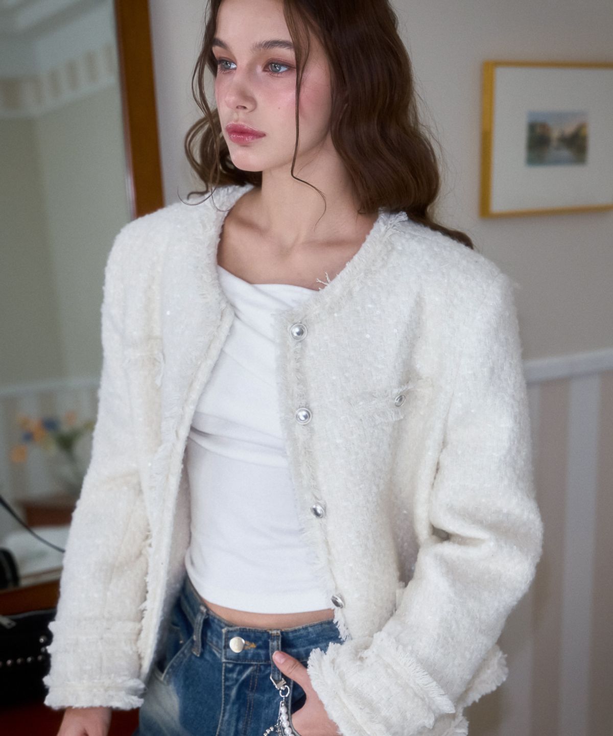 로제프란츠(ROSEFRANTZ) Glory Wool Tweed Jacket [Ivory]