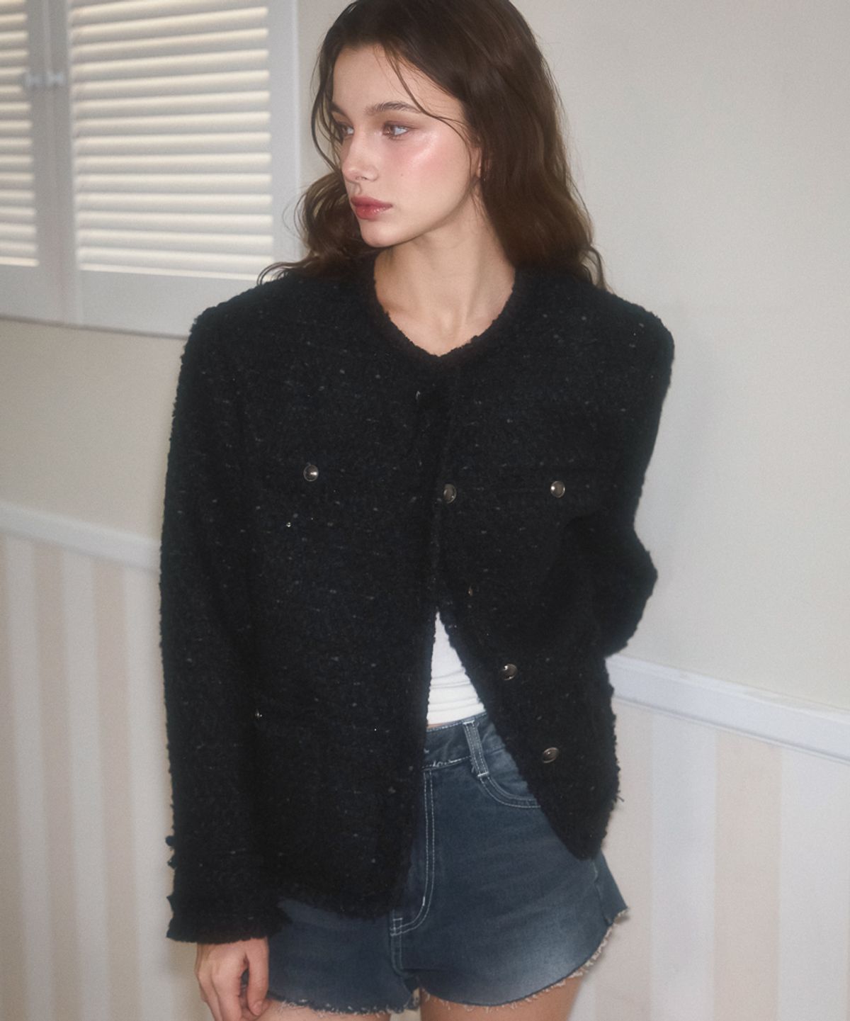 로제프란츠(ROSEFRANTZ) Glory Wool Tweed Jacket [Black]