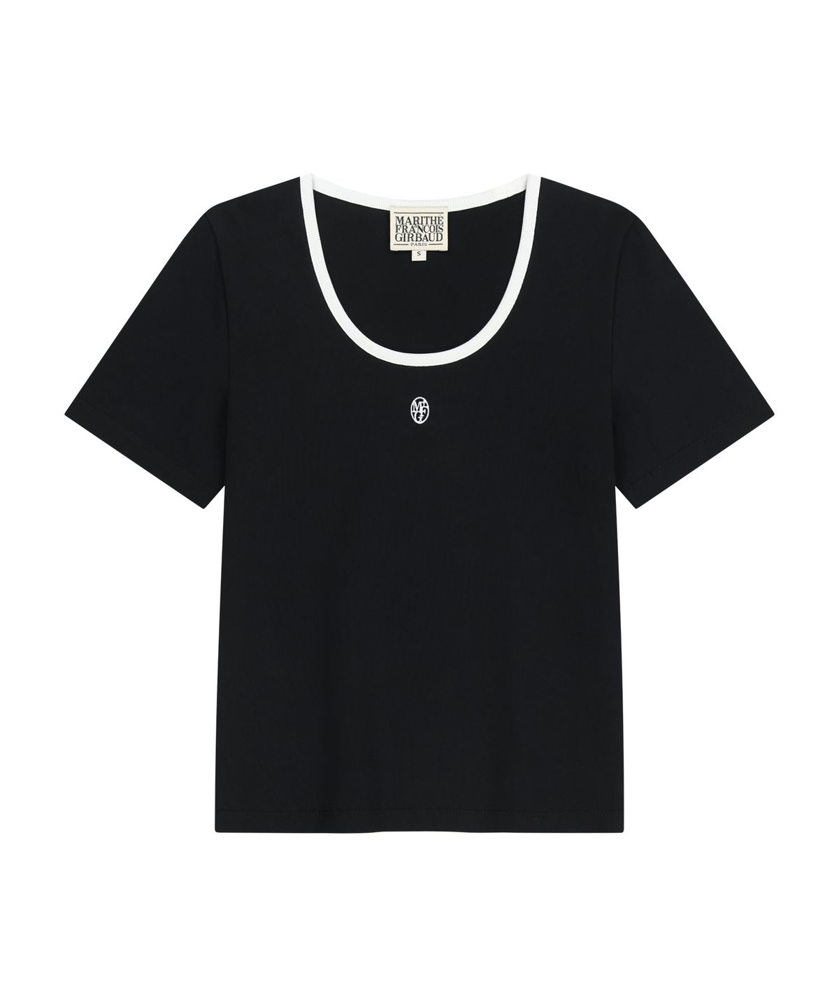 마리떼 프랑소와 저버(MARITHÉ + FRANҪOIS GIRBAUD) W DEEP NECK RINGER TEE white / black