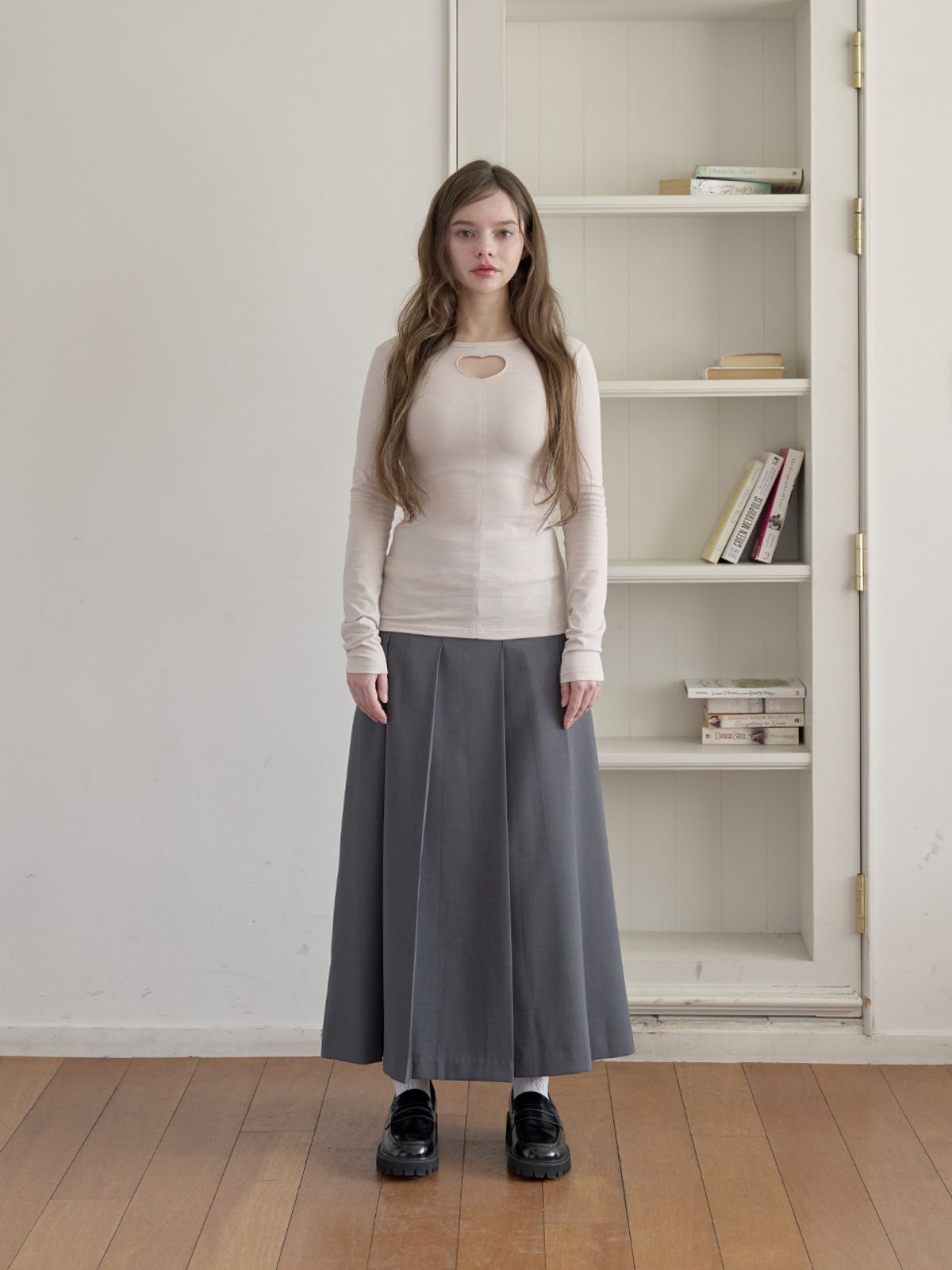 미에르꼴레스(MIERCOLES) HEART CUT-OUT LONG SLEEVE T-SHIRT [pink]