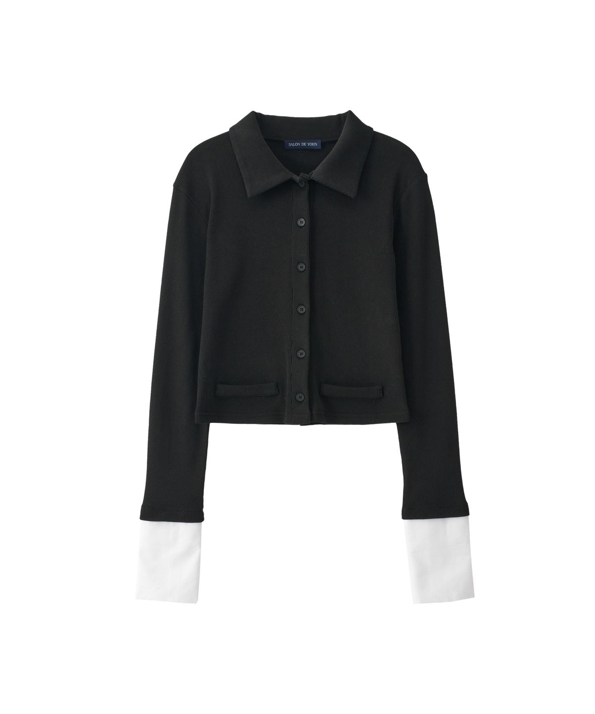 살롱 드 욘(SALON DE YOHN) Cuffs Collar Cardigan_ Black