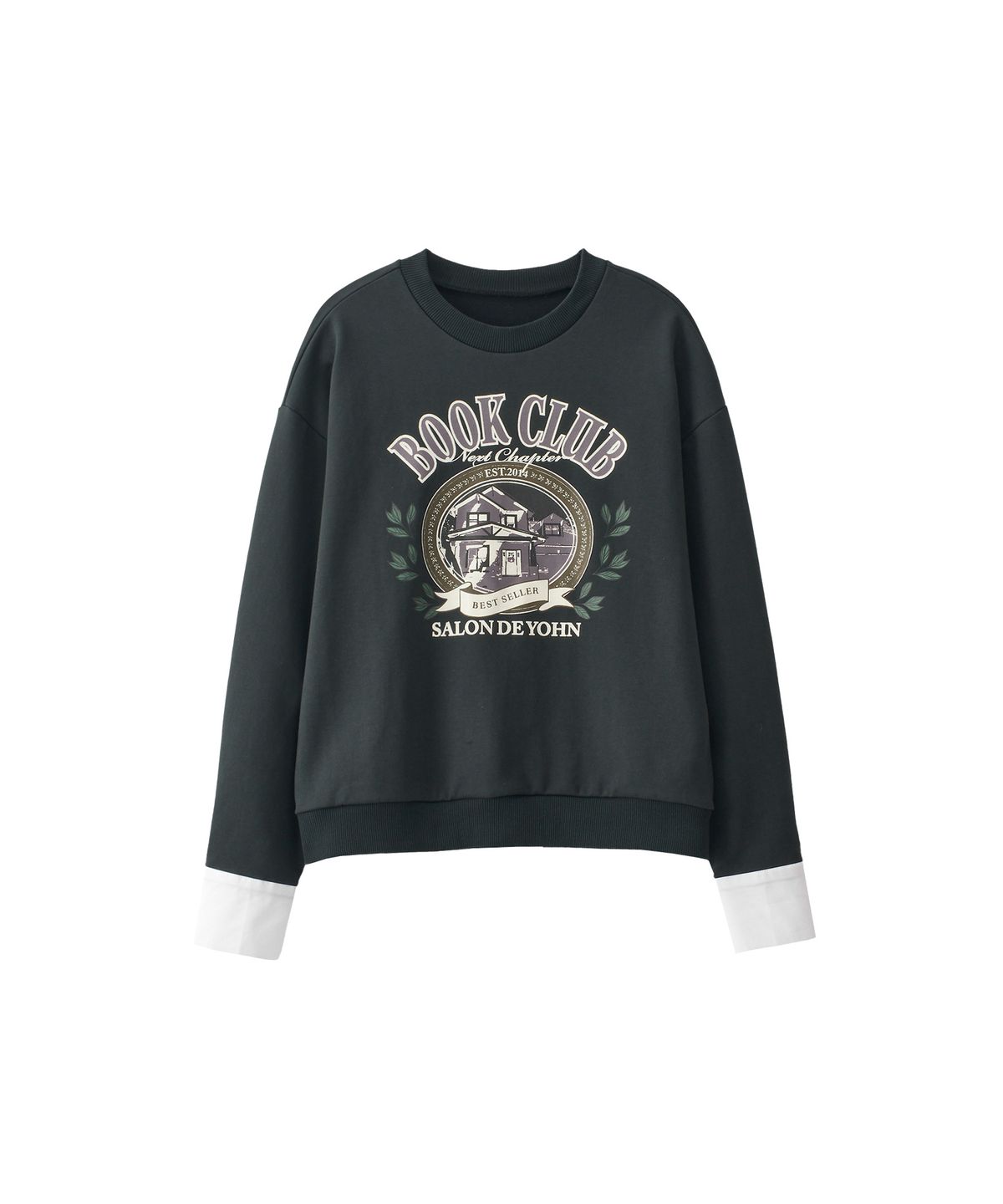 살롱 드 욘(SALON DE YOHN) Logo Book Club Cuffs Sweatshirt_ Charcoal