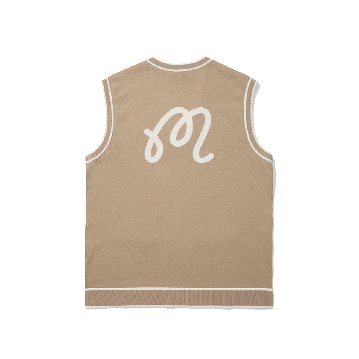 말본 골프(MALBON GOLF) 로고 포인트 조직감 니트 베스트 BEIGE (WOMAN)