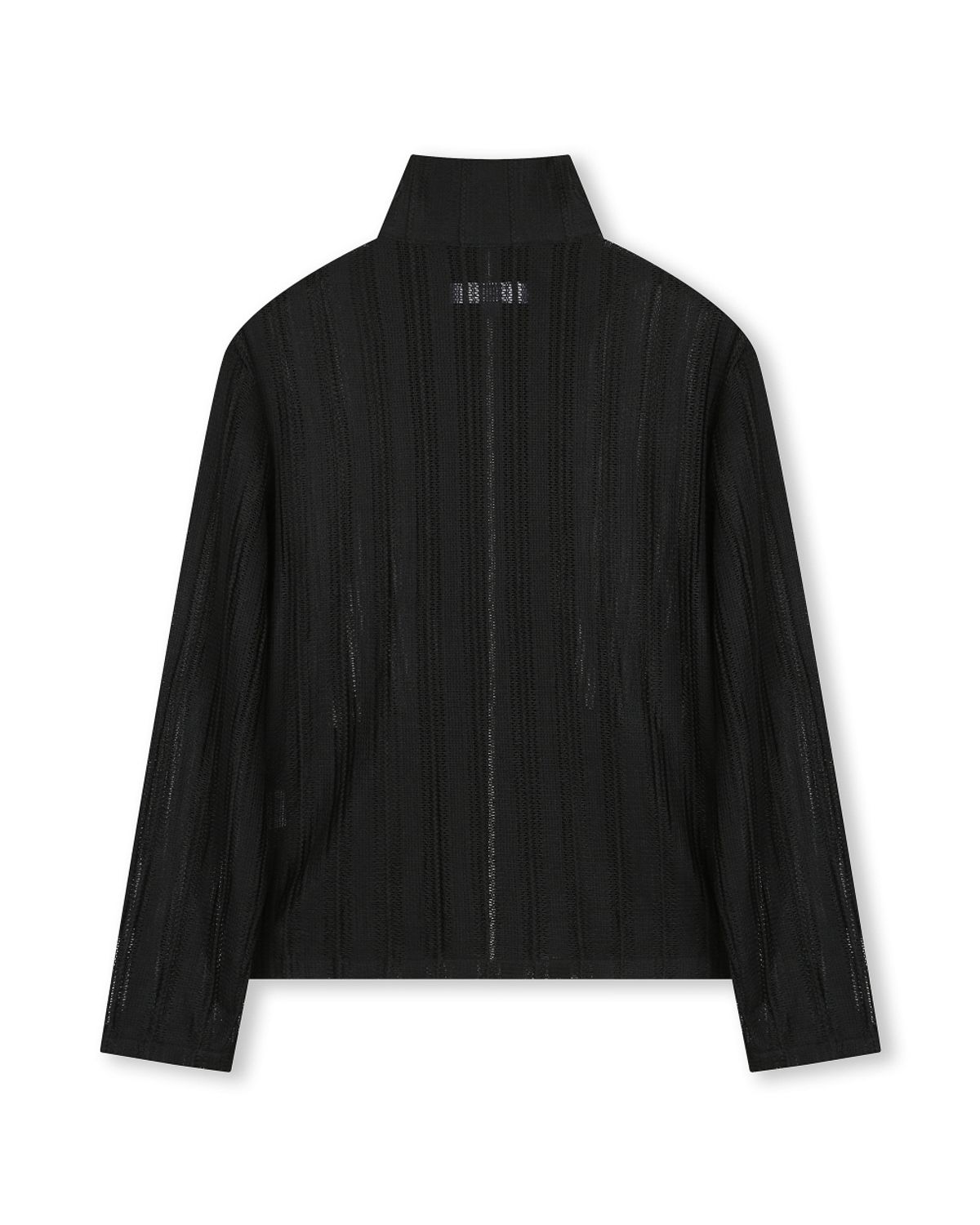 비슬로우(BESLOW) SEE-THROUGH JACQUARD HIGH NECK ZIP-UP BLACK
