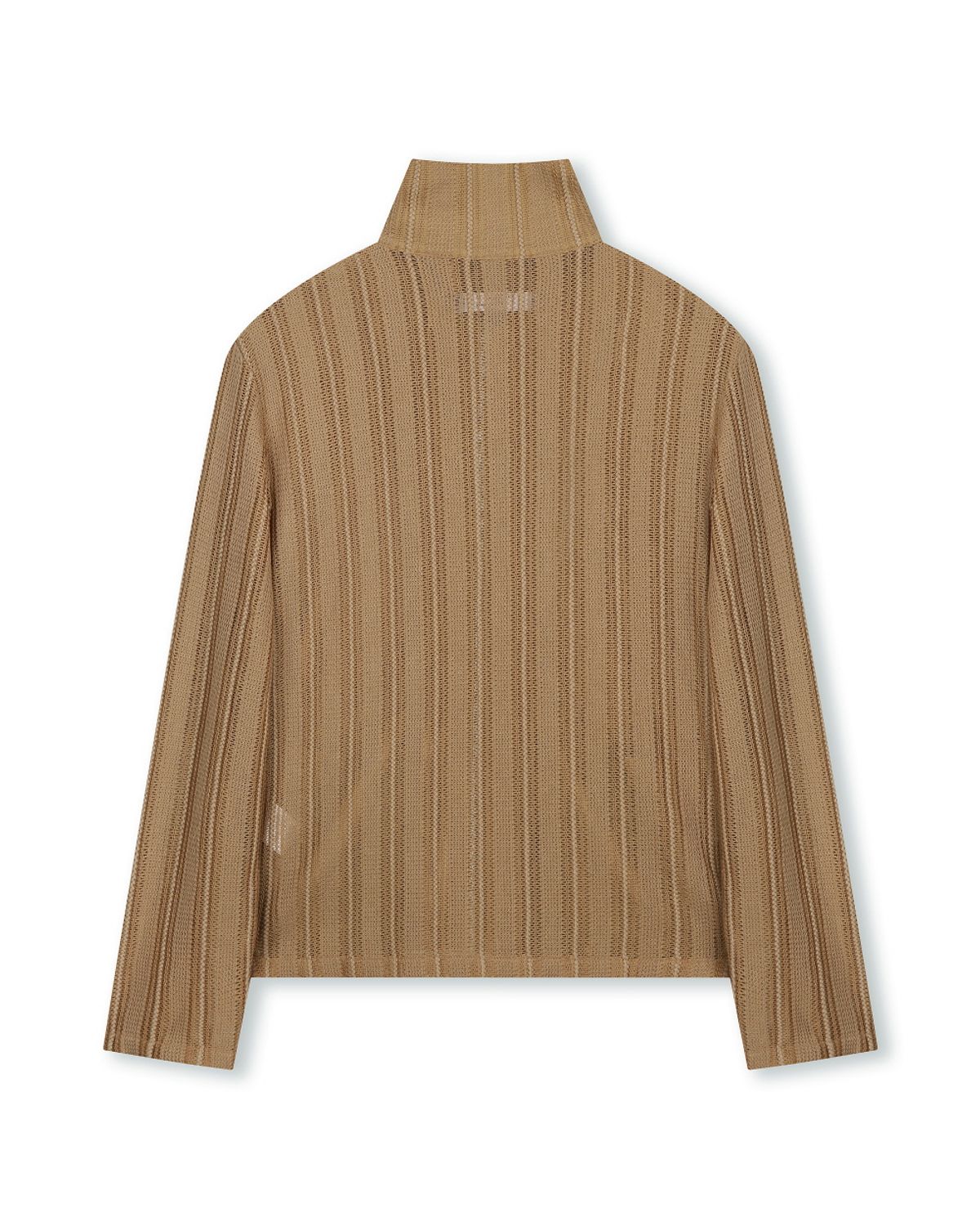 비슬로우(BESLOW) SEE-THROUGH JACQUARD HIGH NECK ZIP-UP BEIGE