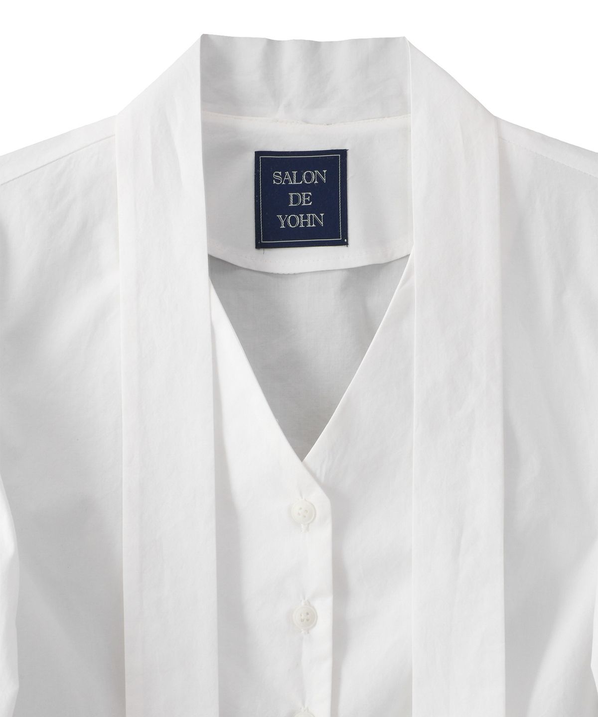 살롱 드 욘(SALON DE YOHN) V-neck Tie Cotton Blouse_ White