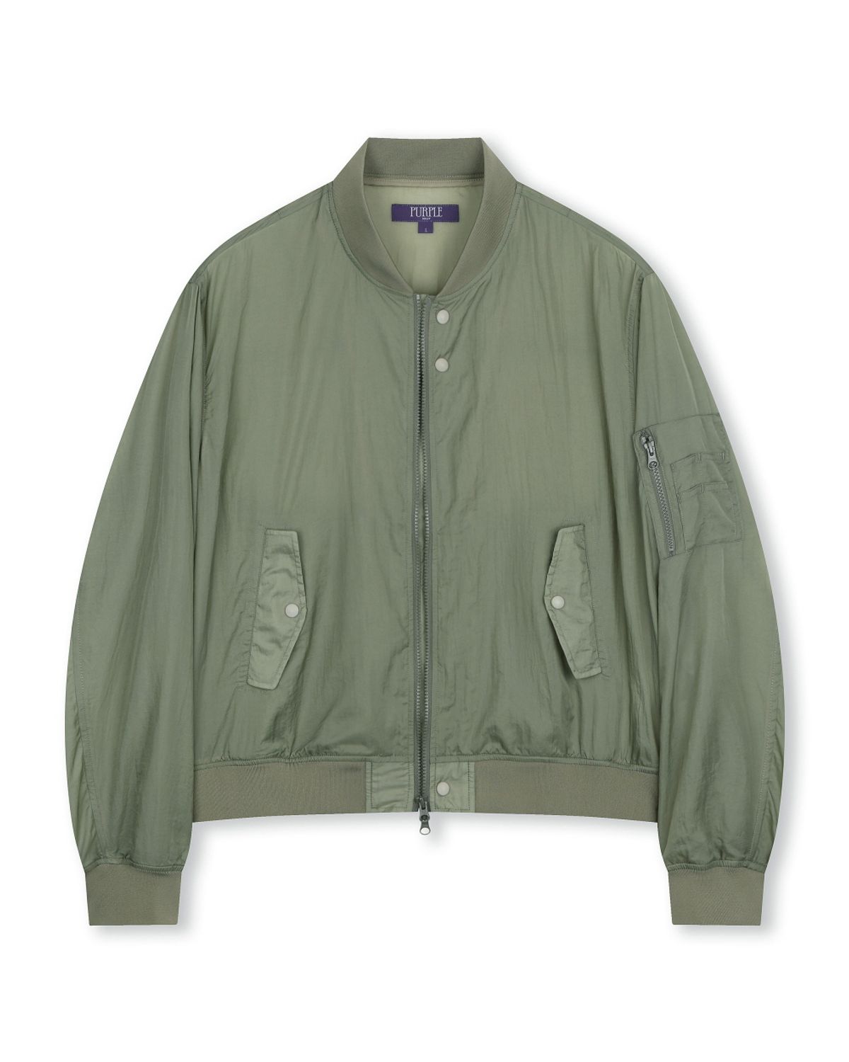 비슬로우(BESLOW) SHEER NYLON FLIGHT JACKET KHAKI GREY