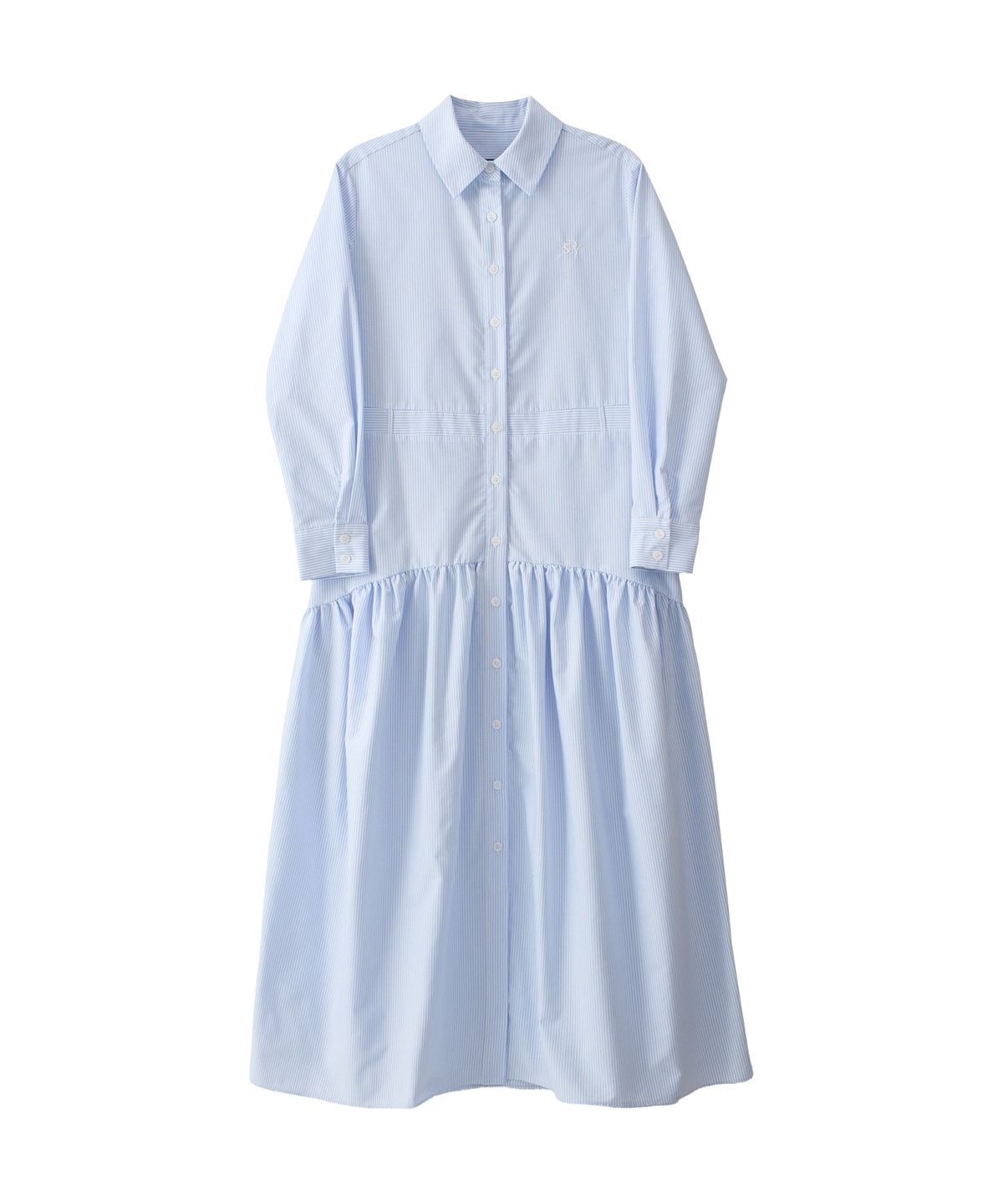 살롱 드 욘(SALON DE YOHN) Flare Long Shirt  Dress_ Blue Stripe