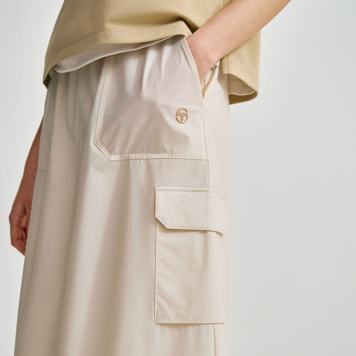 세르지오 타키니(SERGIO TACCHINI) W 컴포트쿨 경량 우븐 롱 스커트 (Ivory)