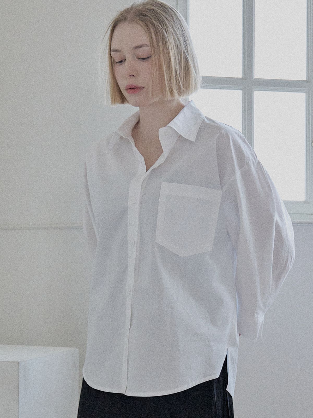 아방(AVANT-G) Round Sleeve Overfit Shirt - IVORY