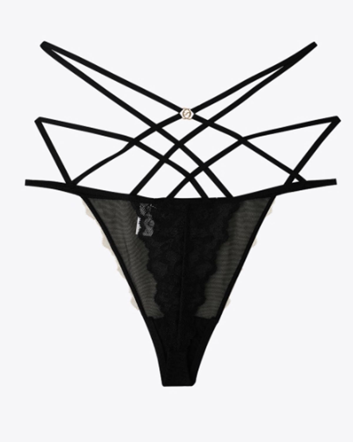 섹시쿠키(SEXY COOKIE) 트임 투톤 스트링 팬티_블랙
