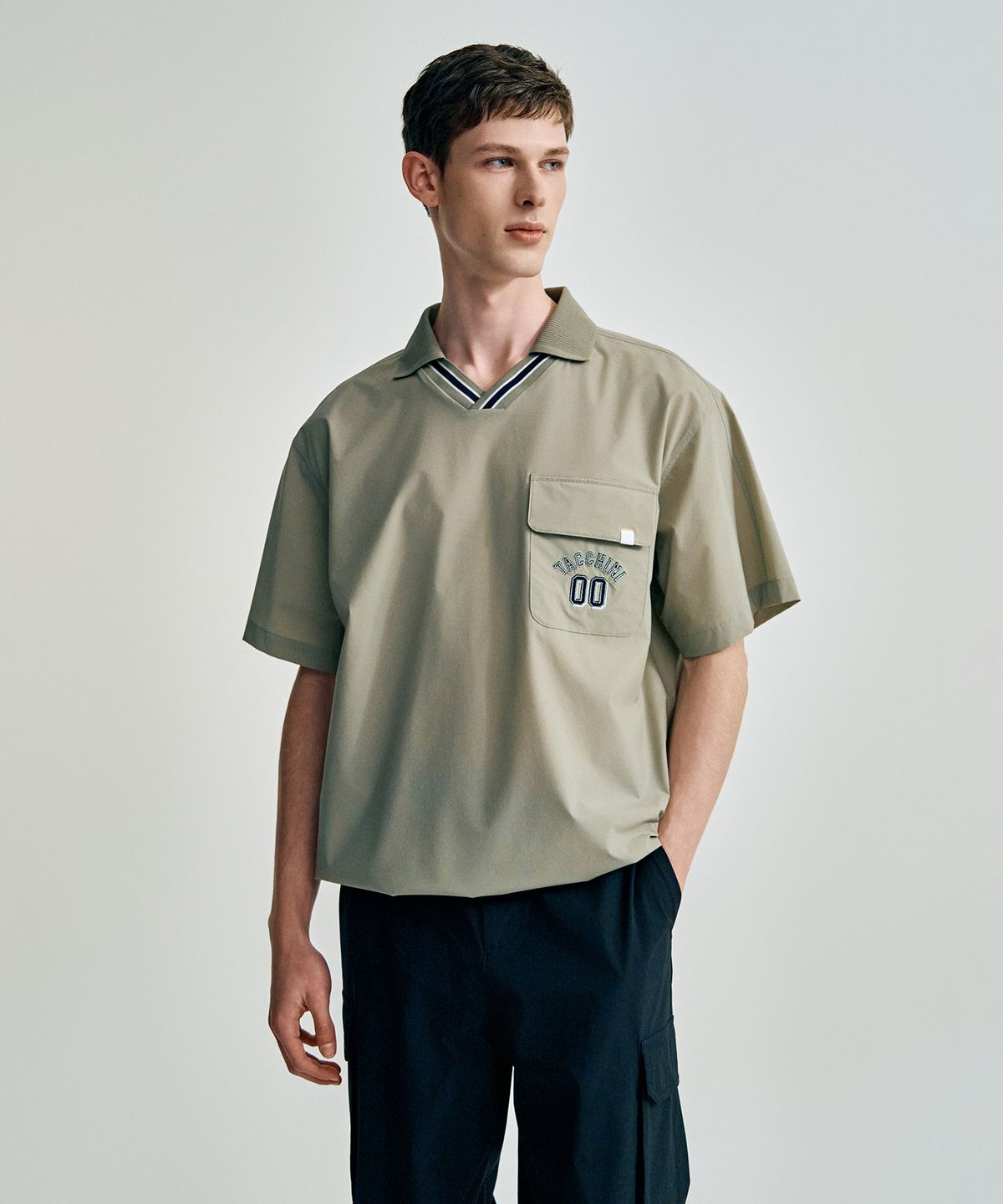 세르지오 타키니(SERGIO TACCHINI) M 컴포트쿨 경량 카라넥 우븐 반팔 티셔츠