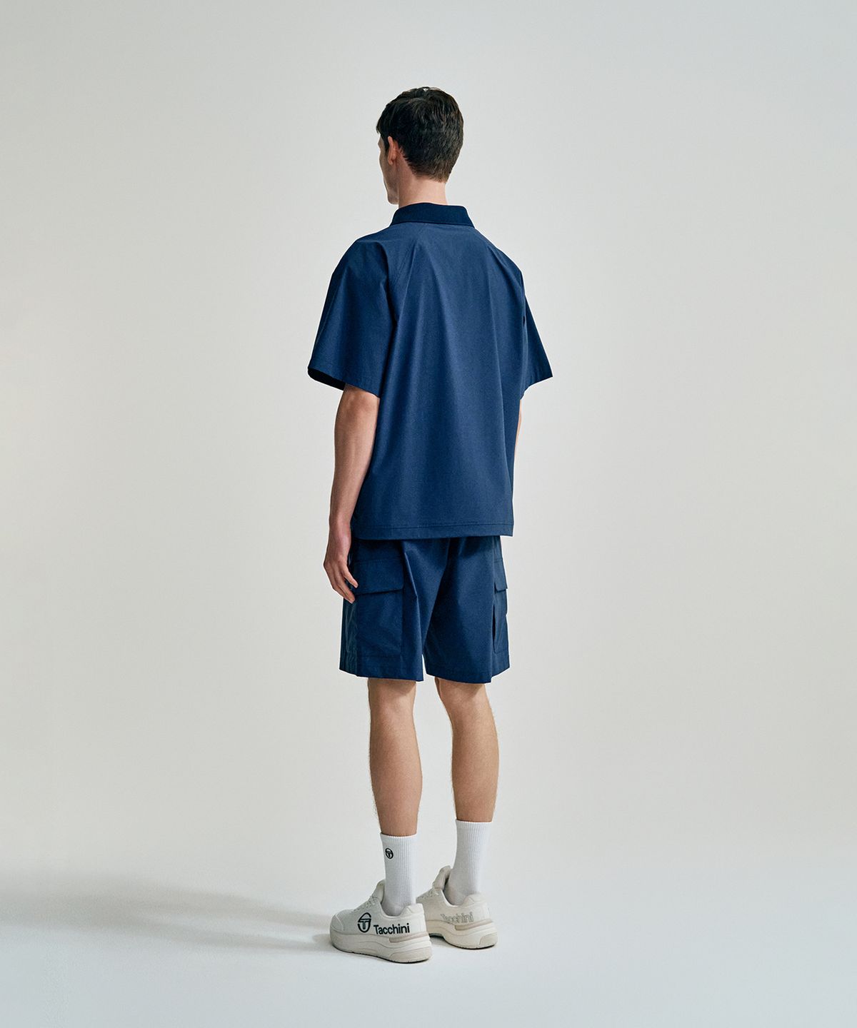 세르지오 타키니(SERGIO TACCHINI) M 컴포트쿨 경량 카라넥 우븐 반팔 티셔츠 (Navy)