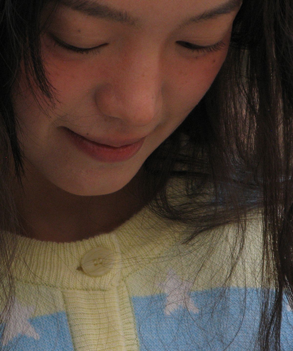 론론(RONRON) STRIPE STAR PATTERN KNIT CARDIGAN YELLOW BLUE
