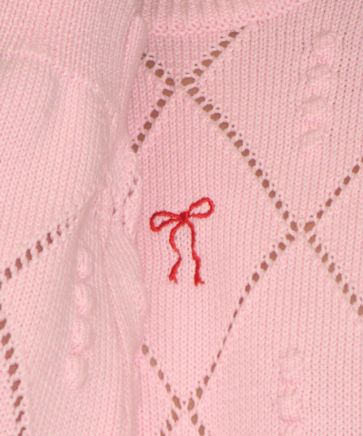 론론(RONRON) DIAMOND PATTERN LONG SLEEVE KNIT SOFT PINK
