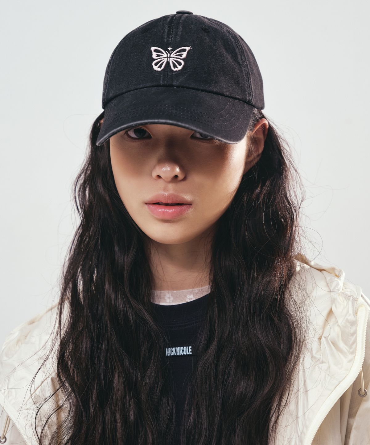 닉앤니콜(NICK&NICOLE) VINTAGE MINI BUTTERFLY BALL CAP_BLACK PINK