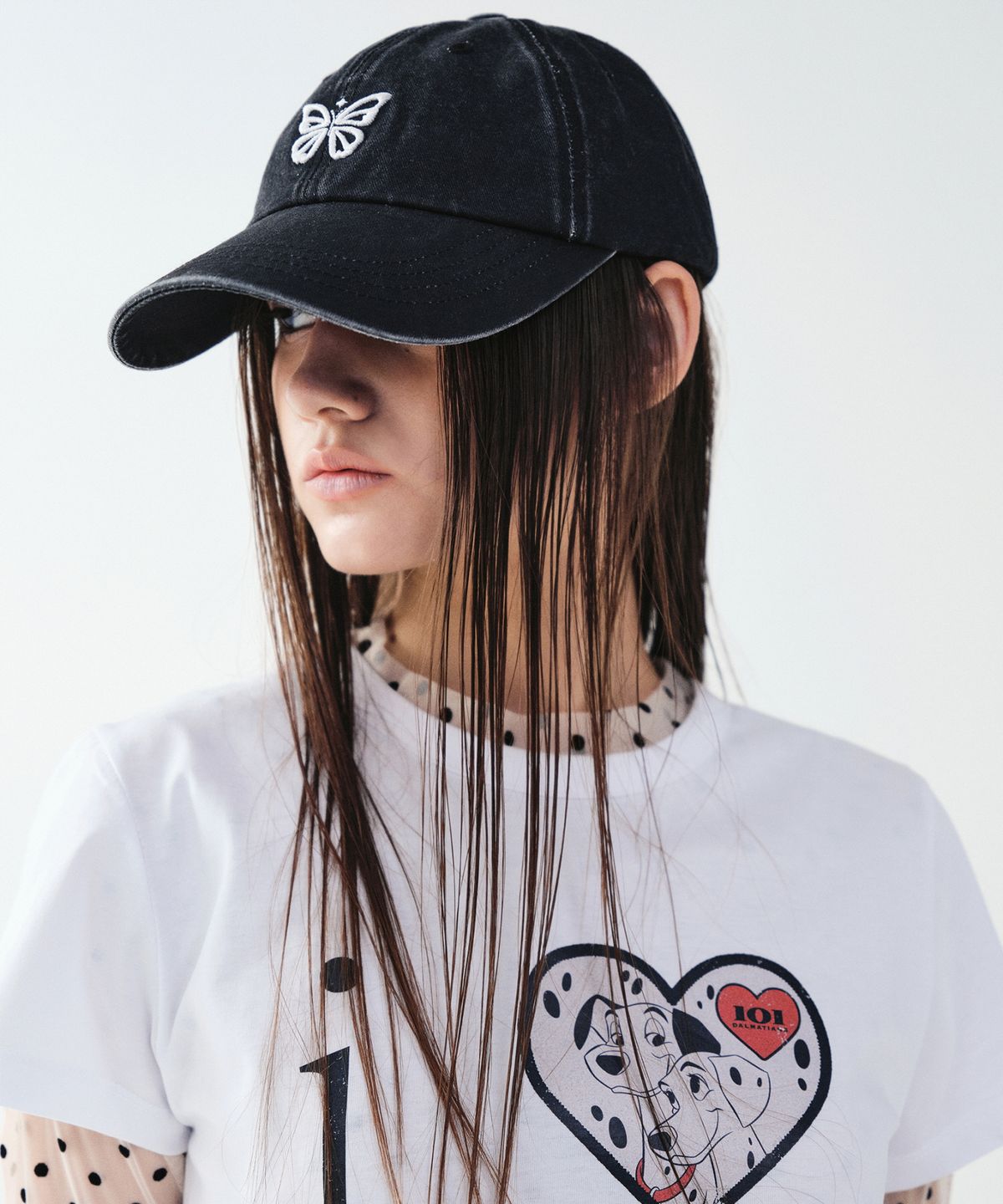 닉앤니콜(NICK&NICOLE) VINTAGE MINI BUTTERFLY BALL CAP_BLACK WHITE