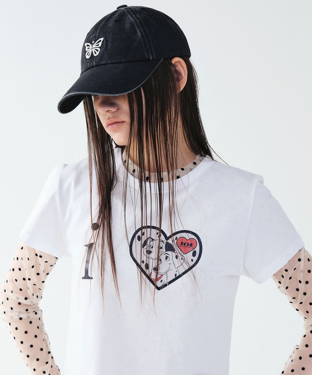 닉앤니콜(NICK&NICOLE) VINTAGE MINI BUTTERFLY BALL CAP_BLACK WHITE