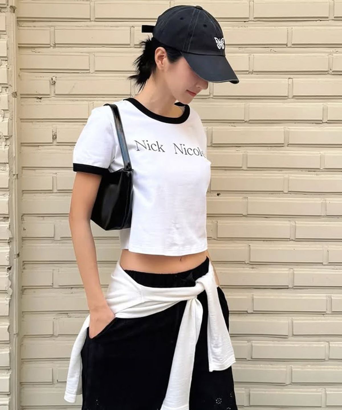 닉앤니콜(NICK&NICOLE) VINTAGE MINI BUTTERFLY BALL CAP_BLACK WHITE