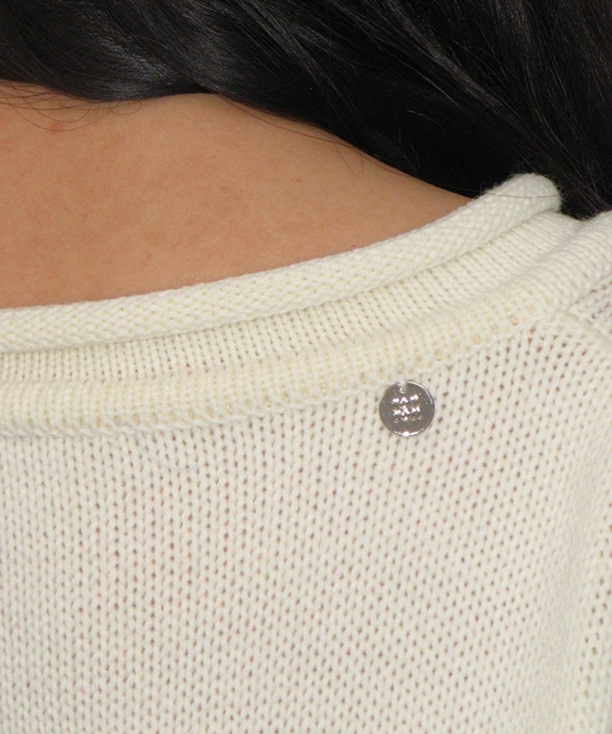 론론(RONRON) HEART STAR HAND STITCH OVERFIT CROP KNIT IVORY