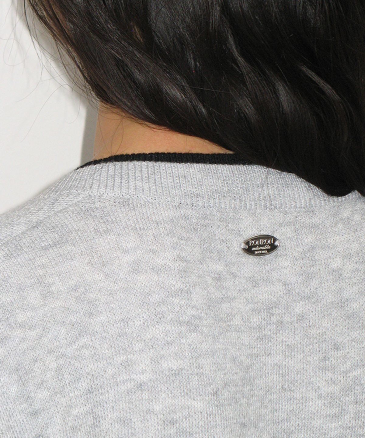론론(RONRON) STRIPE LAYERED KNIT CARDIGAN GREY